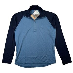 Icebreaker Body Fit 260 Men's Small Blue 1/4 Zip 100% Merino Wool Brand New